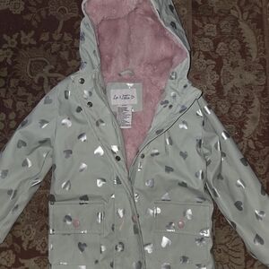 Silver Heart Hooded Jacket with Pink Lining